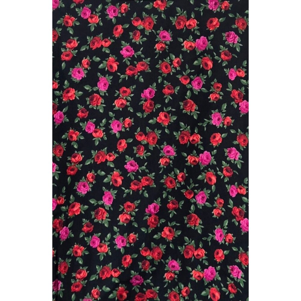 Art Class Black & Red Rose Print Sheer Chiffon & Lined Skirt -- Size Large 10/12 - Picture 2 of 7